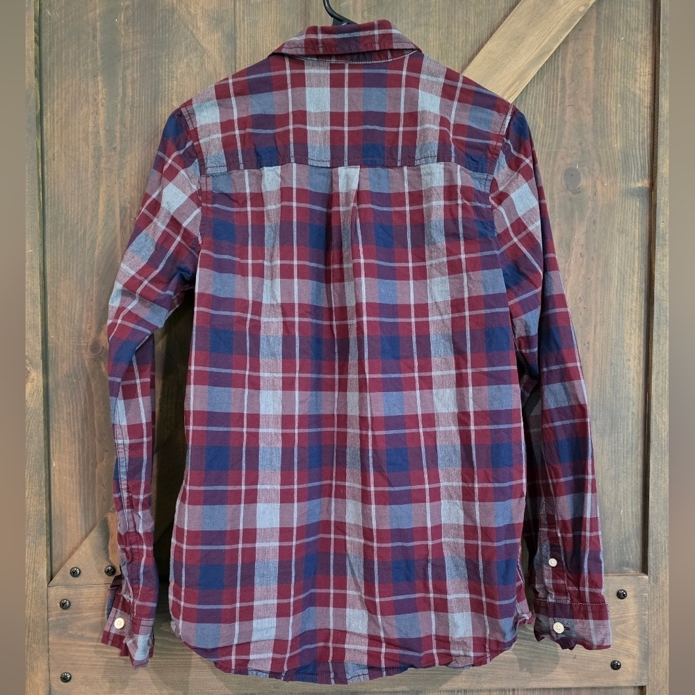 Arizona Jean Company Burgundy and Navy Plaid Shirt Youth Size XL 18/20 - Picture 3 of 3